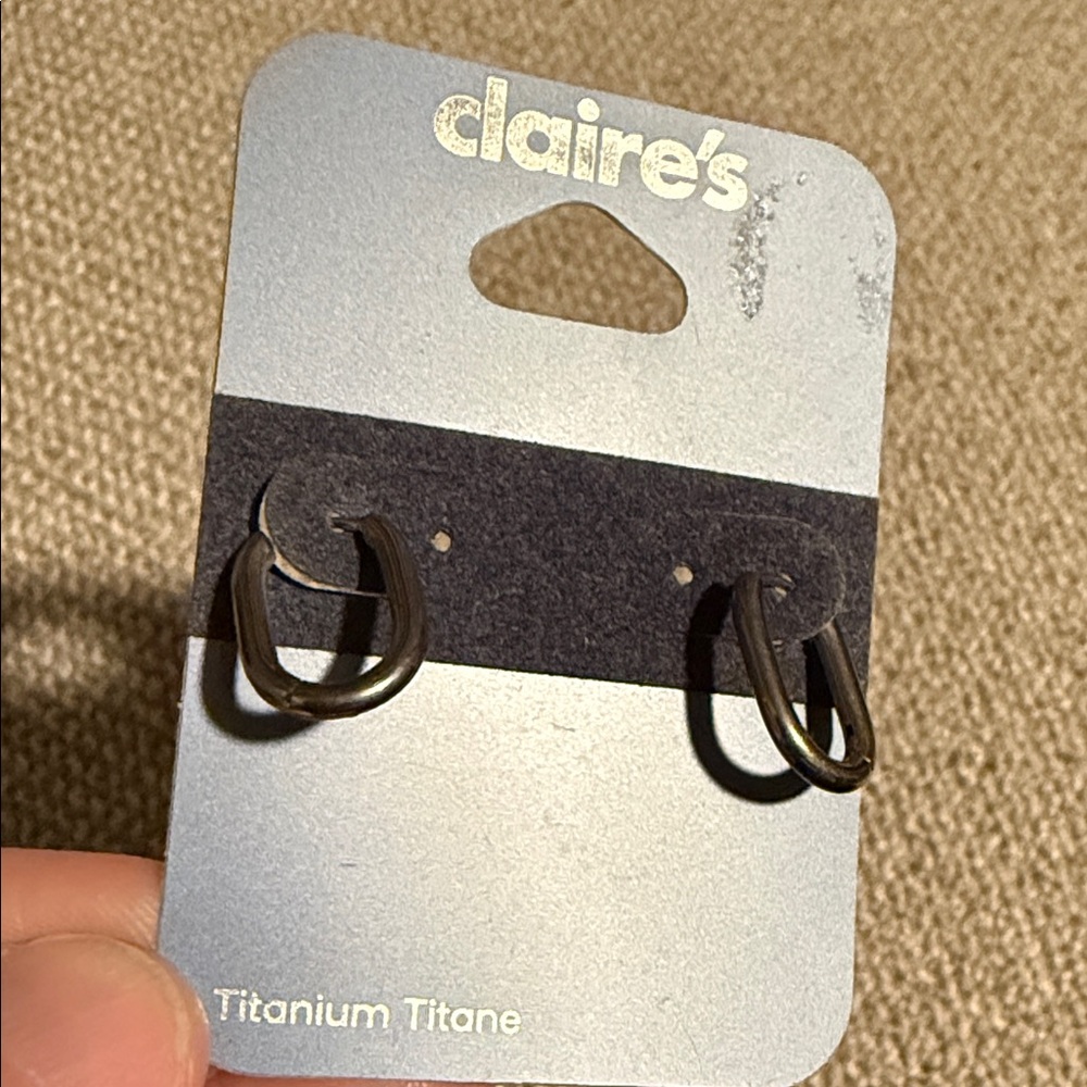 Claire's Dark Titanium Hoop Earrings